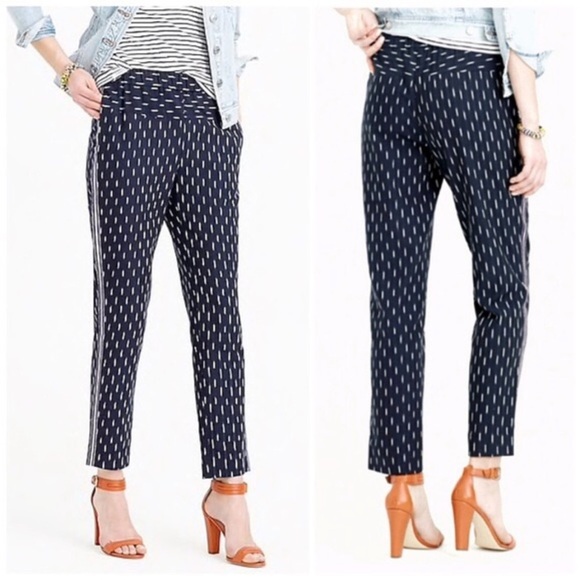 J Crew Pull On Ikat Pant Metallic Tux Stripe Navy 4 - Picture 2 of 8